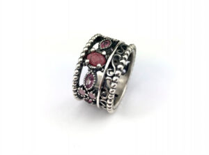 Anillo de plata Topsilver banda piedra rodonita