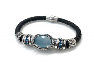 Pulsera Topsilver trenza boca oval Agua Marina natural