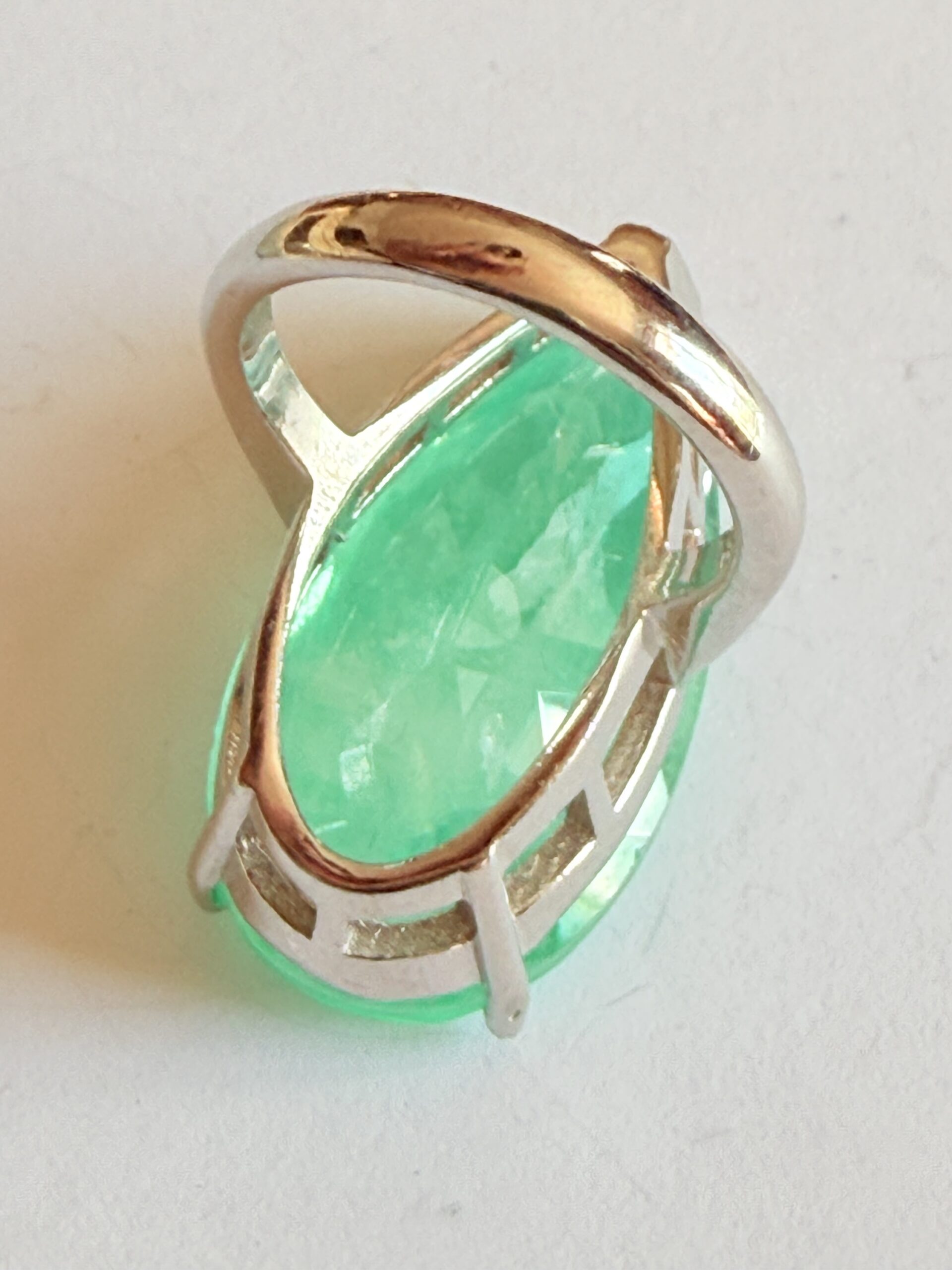 Sortija de plata de ley con esmeralda tratada - Imagen 3