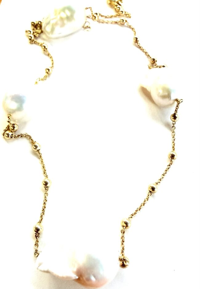 Elegancia Orgánica: Collar de Perlas Barrocas y Oro chapado en plata de ley. - Imagen 3