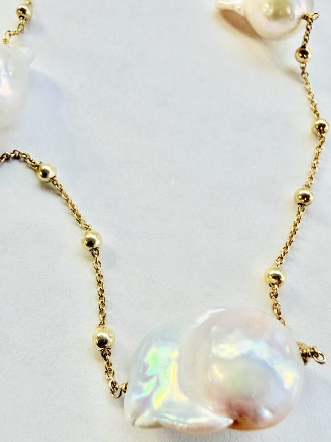Elegancia Orgánica: Collar de Perlas Barrocas y Oro chapado en plata de ley. - Imagen 5
