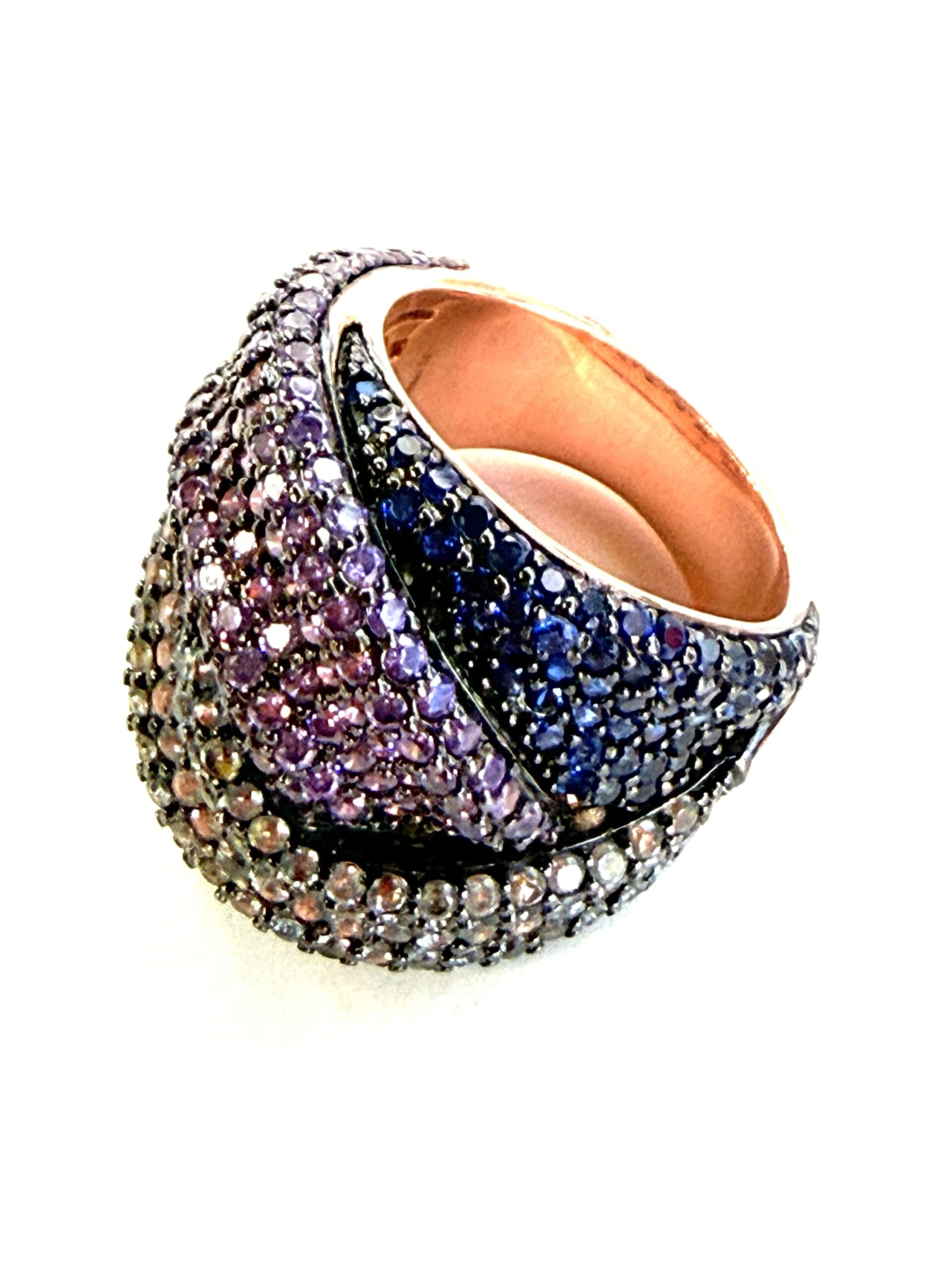 Anillo de Plata y Pavé Tricolor "Luz Vibrante" - Imagen 5