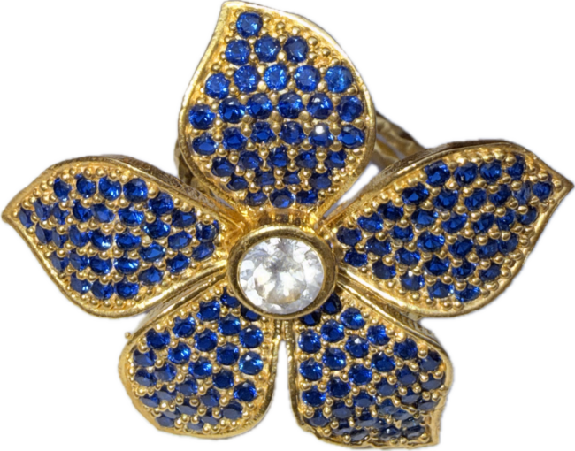 Sortija. Bañada en oro con circonites azules. - Imagen 4