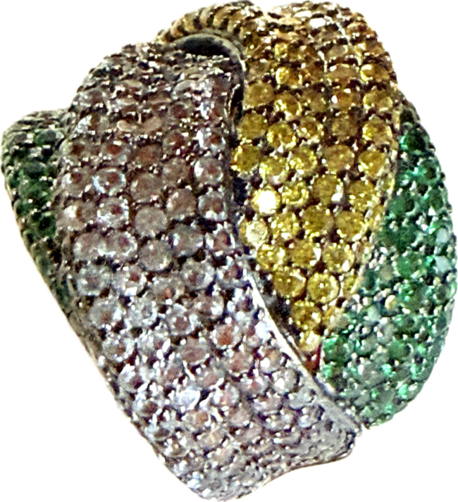 Anillo de Plata y Pavé Tricolor "Luz Vibrante" - Imagen 3