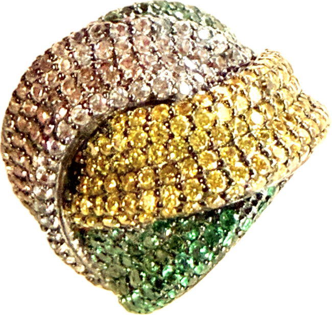 Anillo de Plata y Pavé Tricolor "Luz Vibrante" - Imagen 2
