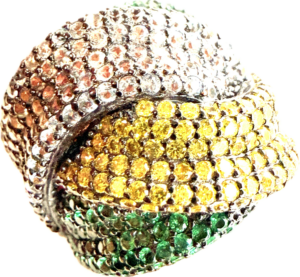 Anillo de Plata y Pavé Tricolor "Luz Vibrante"