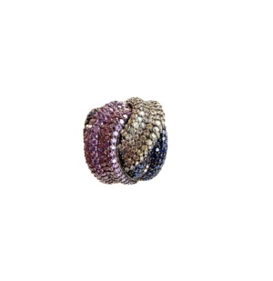 Anillo de Plata y Pavé Tricolor "Luz Vibrante"