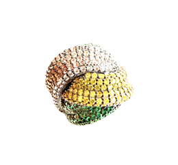 Anillo de Plata y Pavé Tricolor "Luz Vibrante"