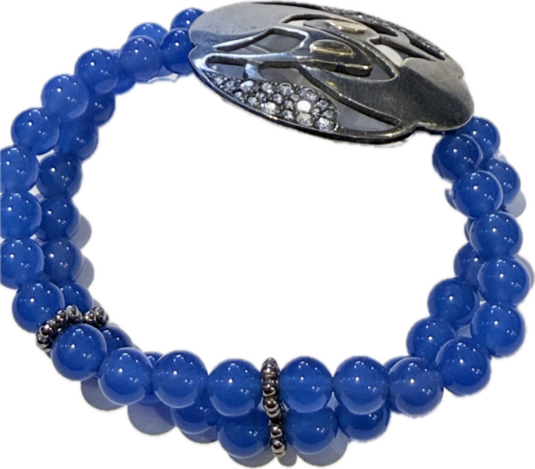 Pulsera de Ágatas Azules con Broche de Plata, Zafiros y Diamantes - Imagen 3